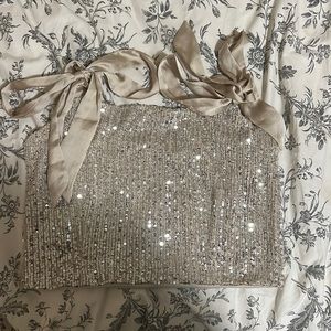 Sequin champagne crop top